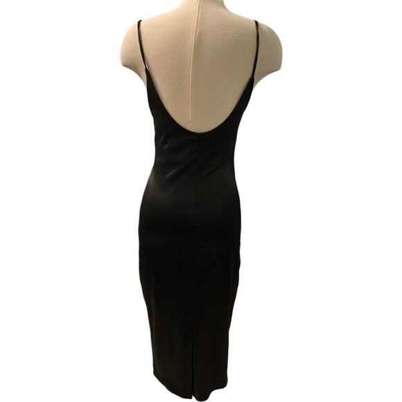EUC Stretch Satin Bodycon Low Back Fitted Midi Dress Fits M - Picture 2 of 9